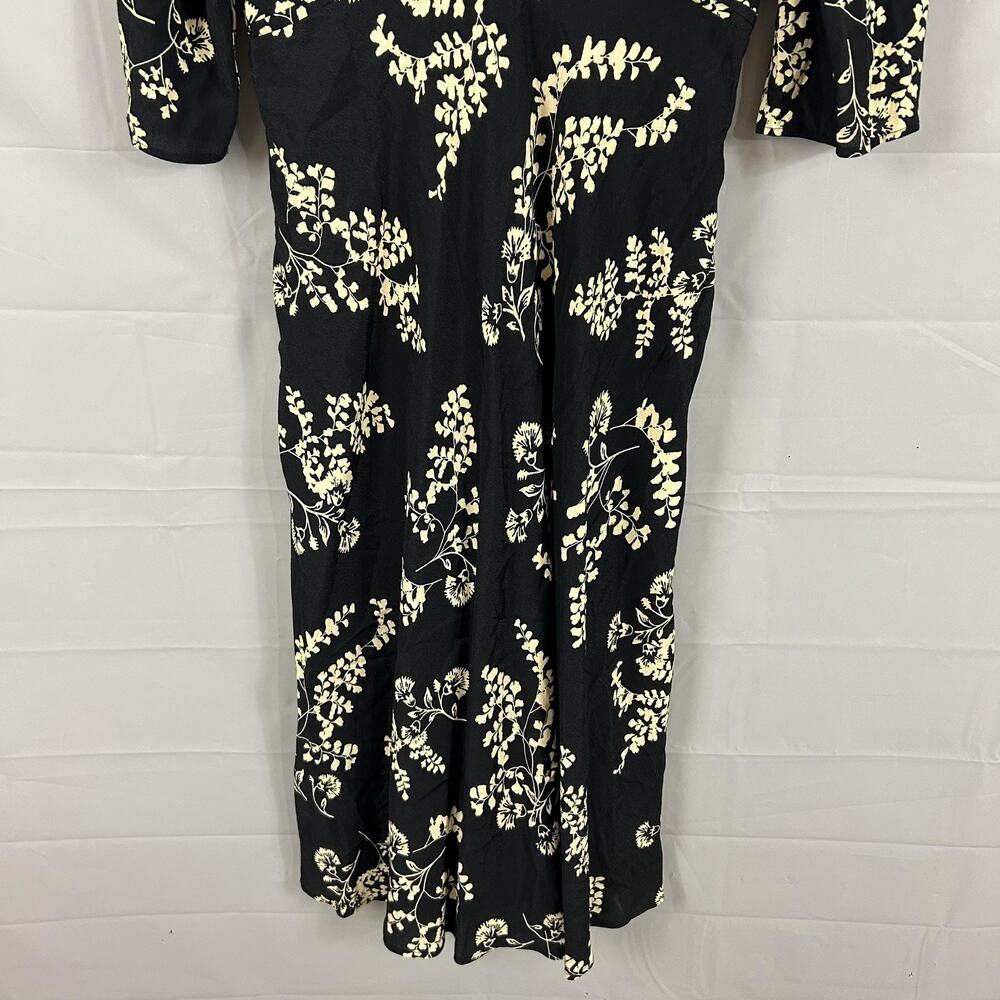 Ba&sh Dress 3 Floral Wrap Maxi Black V Neck 3/4 Sleeve Boho Chic Feminine Party - Picture 3 of 9
